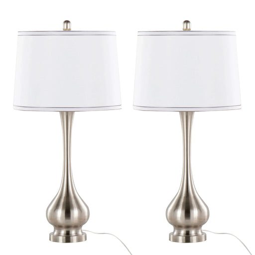 Cairo 28.75' Contemporary Metal Table Lamp in Brushed Nickel and White Linen Shade with Silver Trim from Grandview Gallery by LumiSource - Set of 2 Default -DTYStore
