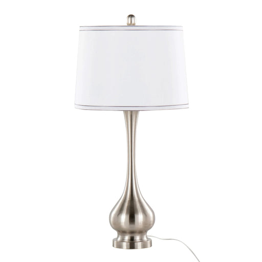 Cairo 28.75' Contemporary Metal Table Lamp in Brushed Nickel and White Linen Shade with Silver Trim from Grandview Gallery by LumiSource - Set of 2 Default -DTYStore