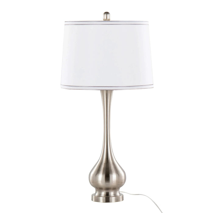 Cairo 28.75' Contemporary Metal Table Lamp in Brushed Nickel and White Linen Shade with Silver Trim from Grandview Gallery by LumiSource - Set of 2 Default -DTYStore