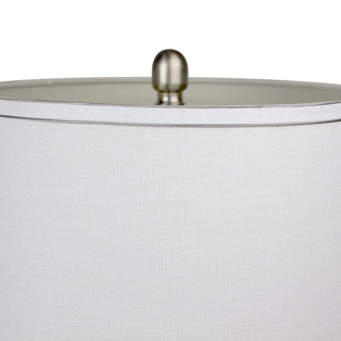 Cairo 28.75' Contemporary Metal Table Lamp in Brushed Nickel and White Linen Shade with Silver Trim from Grandview Gallery by LumiSource - Set of 2 Default -DTYStore