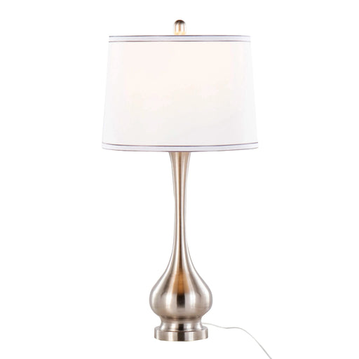 Cairo 28.75' Contemporary Metal Table Lamp in Brushed Nickel and White Linen Shade with Silver Trim from Grandview Gallery by LumiSource - Set of 2 Default -DTYStore