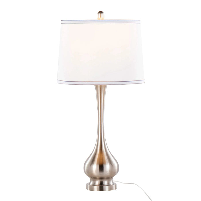 Cairo 28.75' Contemporary Metal Table Lamp in Brushed Nickel and White Linen Shade with Silver Trim from Grandview Gallery by LumiSource - Set of 2 Default -DTYStore