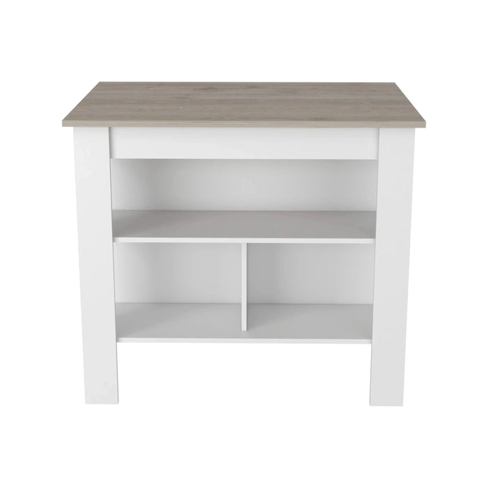 Cala Kitchen Island Antibacterial, Three Shelves, Four Legs -Light Gray / White Default -DTYStore