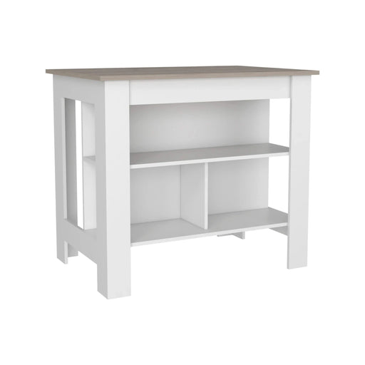Cala Kitchen Island Antibacterial, Three Shelves, Four Legs -Light Gray / White Default -DTYStore