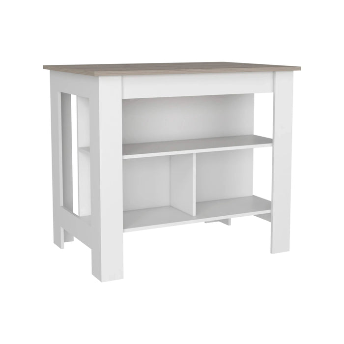 Cala Kitchen Island Antibacterial, Three Shelves, Four Legs -Light Gray / White Default -DTYStore