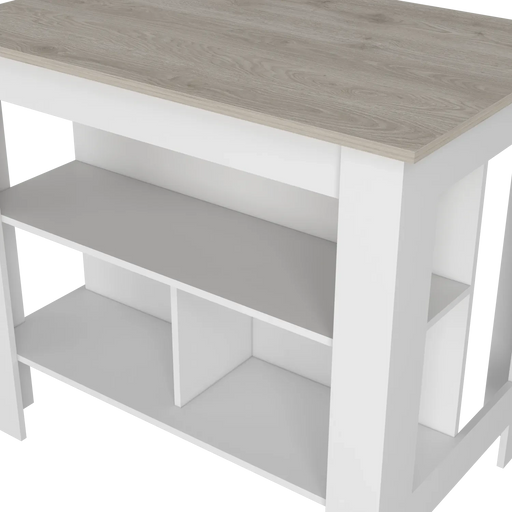 Cala Kitchen Island Antibacterial, Three Shelves, Four Legs -Light Gray / White Default -DTYStore