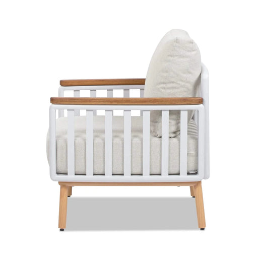 Calarono 29' Teak & Aluminum Patio Accent Arm Chair Set of 2 Sand Dune Chenille Default -DTYStore