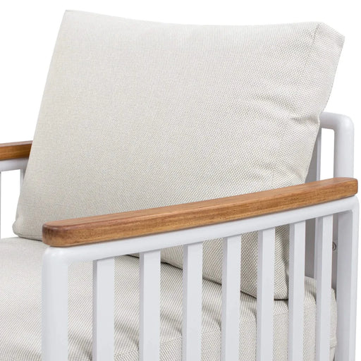 Calarono 29' Teak & Aluminum Patio Accent Arm Chair Set of 2 Sand Dune Chenille Default -DTYStore