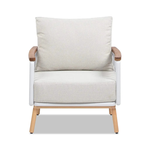 Calarono 29' Teak & Aluminum Patio Accent Arm Chair Set of 2 Sand Dune Chenille Default -DTYStore