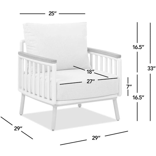 Calarono 29' Teak & Aluminum Patio Accent Arm Chair Set of 2 Sand Dune Chenille Default -DTYStore