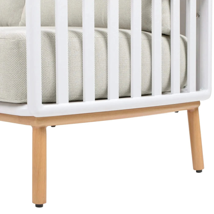 Calarono 2pc Teak & Aluminium Outdoor Sofa and Coffee Table Patio Set Sand Dune Chenille Default -DTYStore