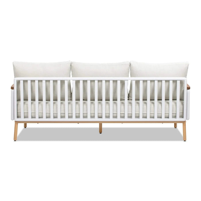 Calarono 2pc Teak & Aluminium Outdoor Sofa and Coffee Table Patio Set Sand Dune Chenille Default -DTYStore