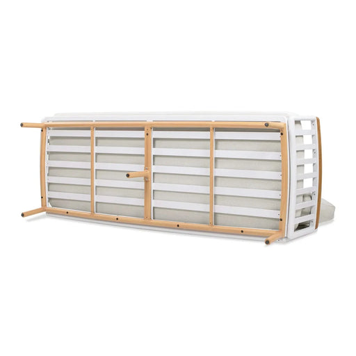 Calarono 2pc Teak & Aluminium Outdoor Sofa and Coffee Table Patio Set Sand Dune Chenille Default -DTYStore