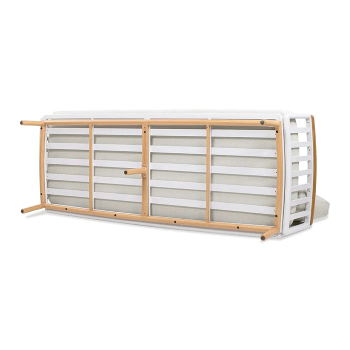 Calarono 2pc Teak & Aluminium Outdoor Sofa and Coffee Table Patio Set Sand Dune Chenille Default -DTYStore