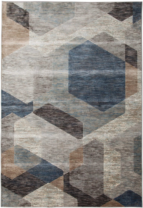 Calliope Gray/ Blue/ Natural Geometric Area Rug 8x10 Default -DTYStore