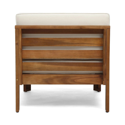 Cambridge L Shape Sofa Set with Ottoman and Table, Beige, Acacia Wood, Water Resistant Cushions Default -DTYStore