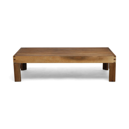 Cambridge L Shape Sofa Set with Ottoman and Table, Beige, Acacia Wood, Water Resistant Cushions Default -DTYStore