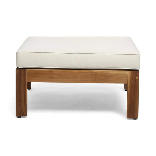 Cambridge L Shape Sofa Set with Ottoman and Table, Beige, Acacia Wood, Water Resistant Cushions Default -DTYStore