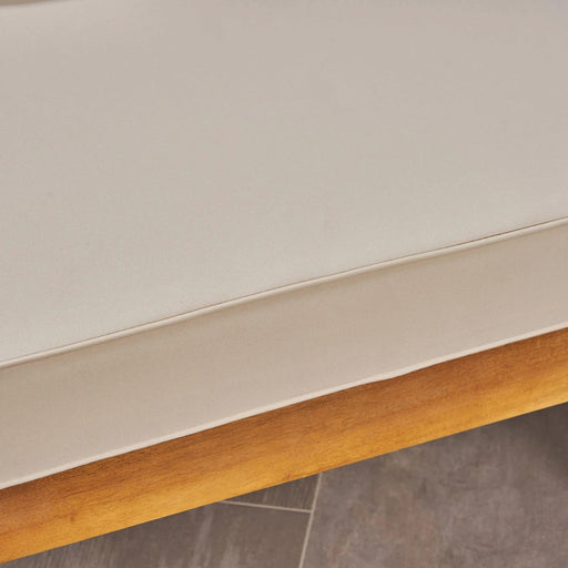 Cambridge L Shape Sofa Set with Ottoman and Table, Beige, Acacia Wood, Water Resistant Cushions Default -DTYStore