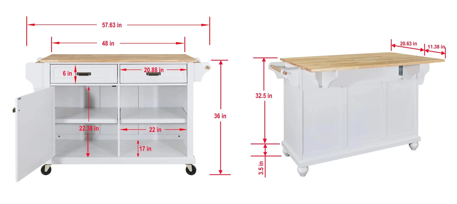 Cambridge Natural Wood Top Kitchen Island with Storage Default -DTYStore