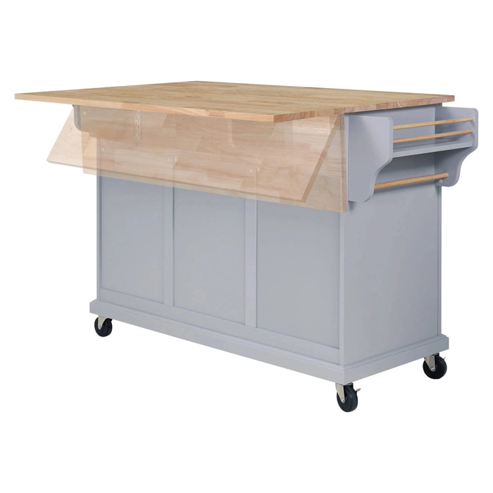 Cambridge Natural Wood Top Kitchen Island with Storage Default -DTYStore