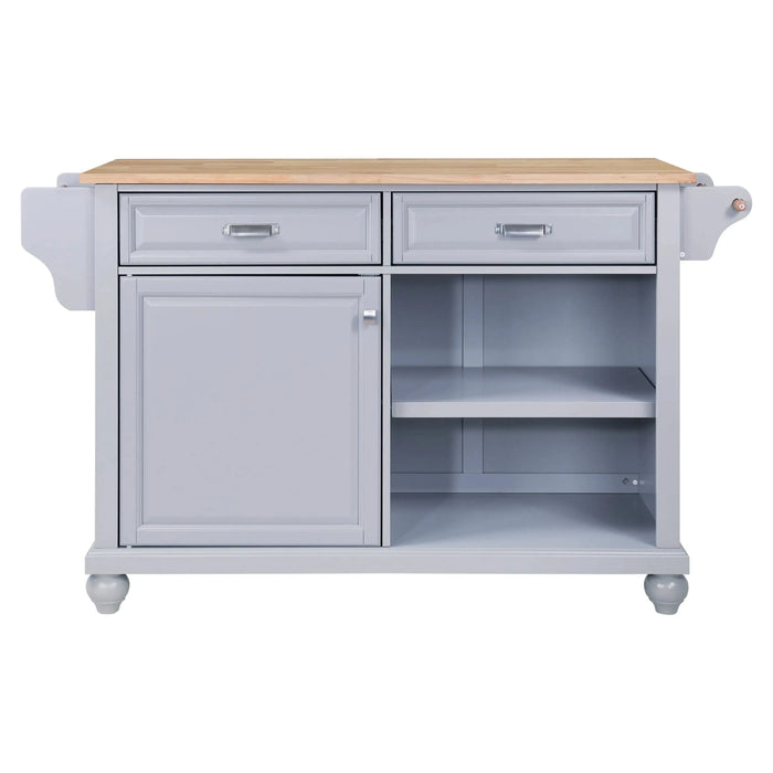 Cambridge Natural Wood Top Kitchen Island with Storage Default -DTYStore