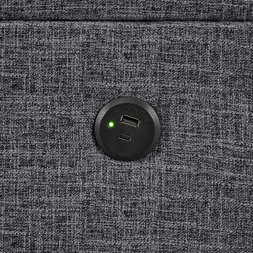 Camden Power Sectional Sofa with Storage Ottoman and Built-In Charging Ports in Gray Polyester Default -DTYStore