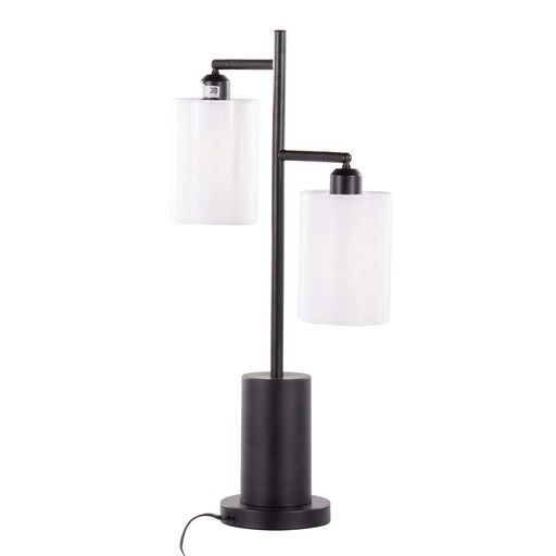 Cannes Contemporary Table Lamp in Black Metal with White Shades by LumiSource Default -DTYStore