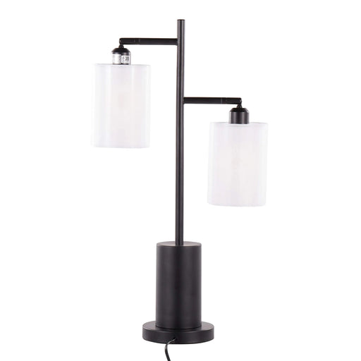 Cannes Contemporary Table Lamp in Black Metal with White Shades by LumiSource Default -DTYStore