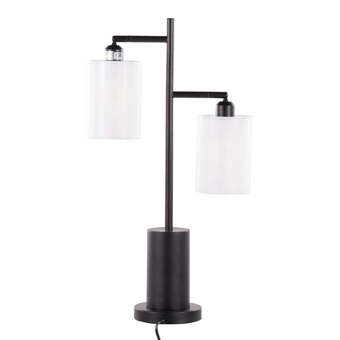 Cannes Contemporary Table Lamp in Black Metal with White Shades by LumiSource Default -DTYStore