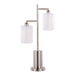 Cannes Contemporary Table Lamp in Nickel Metal with White Shades by LumiSource Default -DTYStore