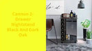 Cannon 2-Drawer Nightstand Black and Dark Oak Default -DTYStore