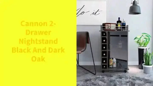 Cannon 2-Drawer Nightstand Black and Dark Oak Default -DTYStore