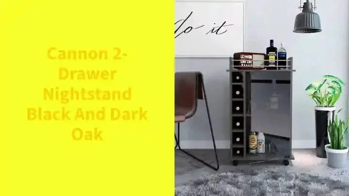 Cannon 2-Drawer Nightstand Black and Dark Oak Default -DTYStore