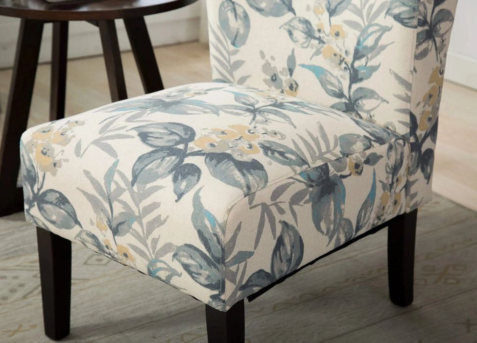 Capa Print Fabric Armless Contemporary Accent Chair, Blue Leaves Default -DTYStore