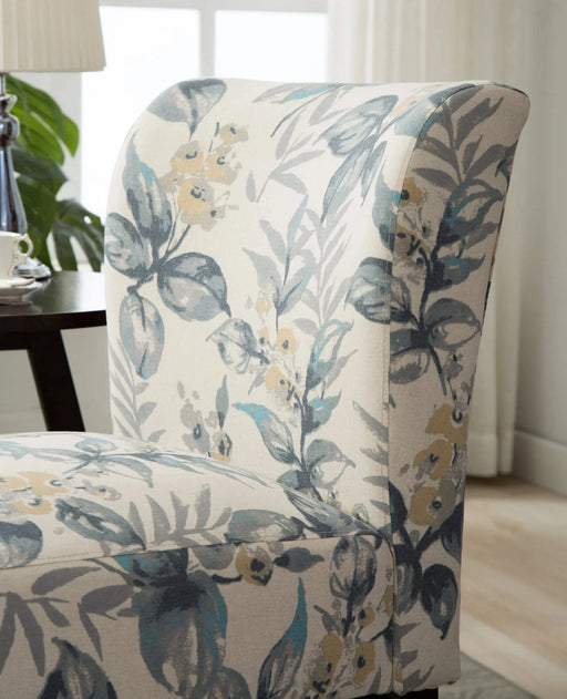 Capa Print Fabric Armless Contemporary Accent Chair, Blue Leaves Default -DTYStore