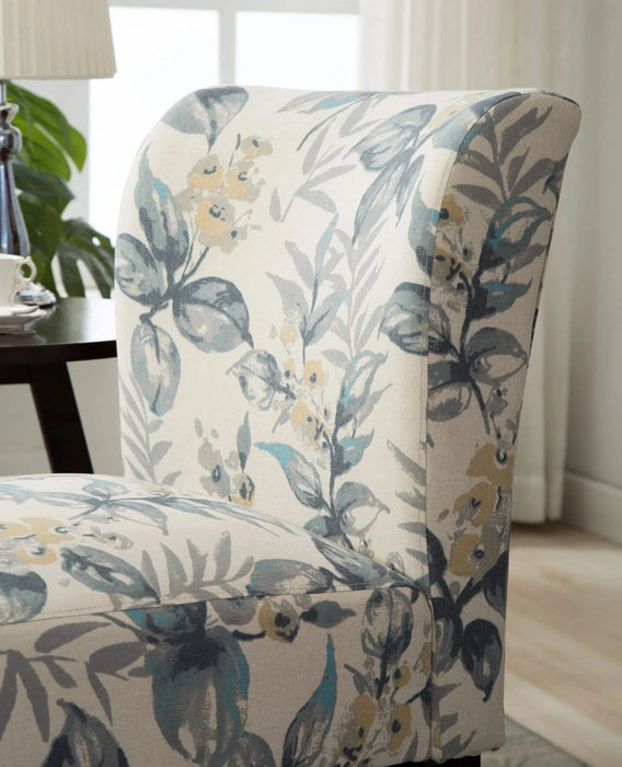 Capa Print Fabric Armless Contemporary Accent Chair, Blue Leaves Default -DTYStore