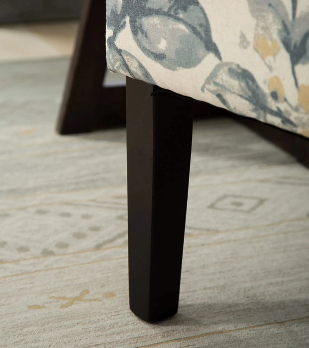 Capa Print Fabric Armless Contemporary Accent Chair, Blue Leaves Default -DTYStore