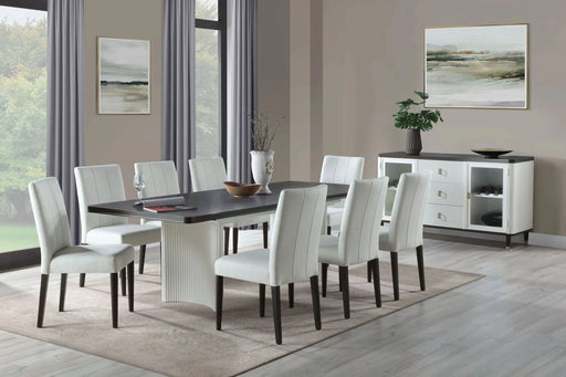 Carene White & Brown Finish Dining Table (With Leaf) Default -DTYStore