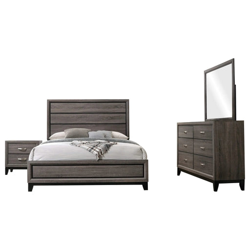 Carina Grey Oak and Black 4-piece Queen Panel Bedroom Set Default -DTYStore