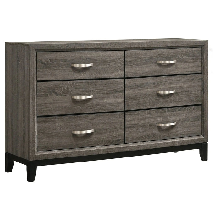 Carina Grey Oak and Black 5-piece Eastern King Panel Bedroom Set - DTY Store