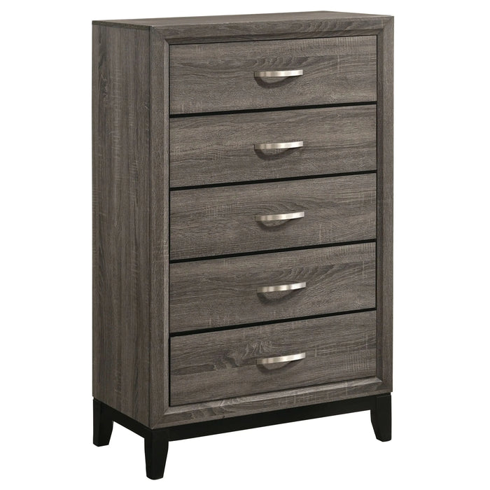 Carina Grey Oak and Black 5-piece Eastern King Panel Bedroom Set - DTY Store