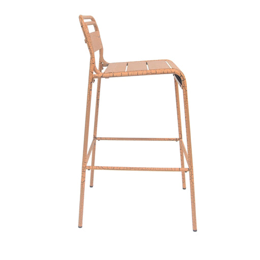 Carmella Outdoor BarStool Set of 2 Iron Slat Design Orange Matte Finish Default -DTYStore