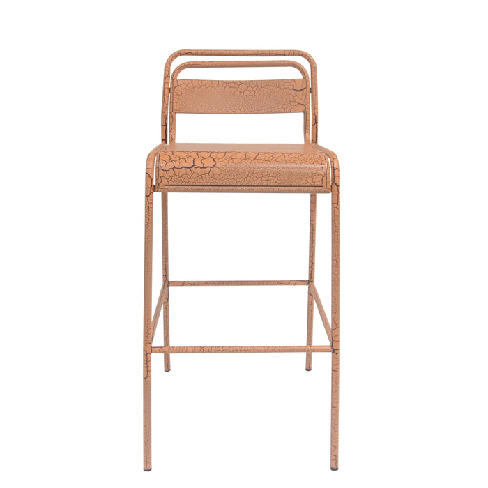 Carmella Outdoor BarStool Set of 2 Iron Slat Design Orange Matte Finish Default -DTYStore