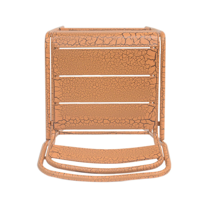 Carmella Outdoor BarStool Set of 2 Iron Slat Design Orange Matte Finish Default -DTYStore