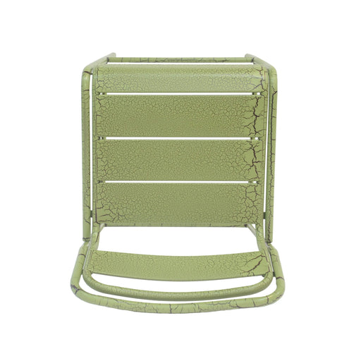 Carmella Outdoor Barstool Set of 2 with Modern Slat Design in Green Iron Finish Default -DTYStore