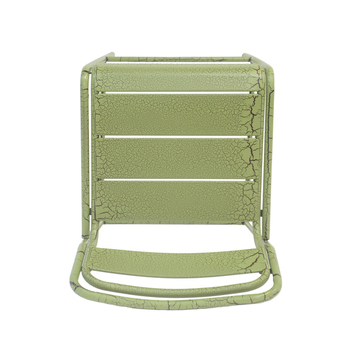 Carmella Outdoor Barstool Set of 2 with Modern Slat Design in Green Iron Finish Default -DTYStore