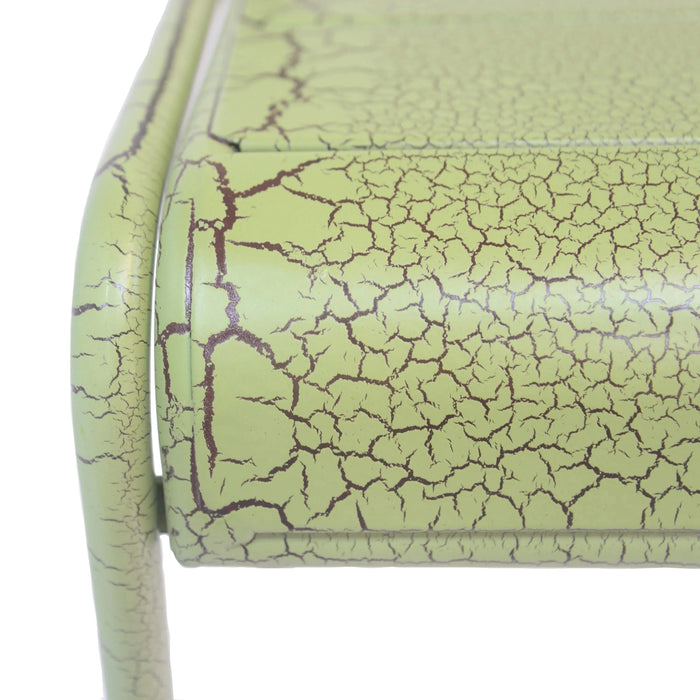 Carmella Outdoor Barstool Set of 2 with Modern Slat Design in Green Iron Finish Default -DTYStore