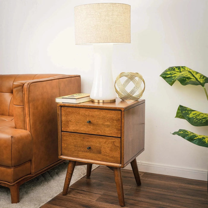 Cascade Glass Lamp with Golden Base and Off White Glass Shade, Brass and Glass, 13.75 x 13.75 x 24.50 inches Default -DTYStore