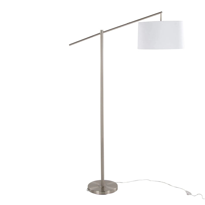 Casper 69' Contemporary Metal Floor Lamp in Brushed Nickel with Off-White Linen Shade from Grandview Gallery by LumiSource Default -DTYStore
